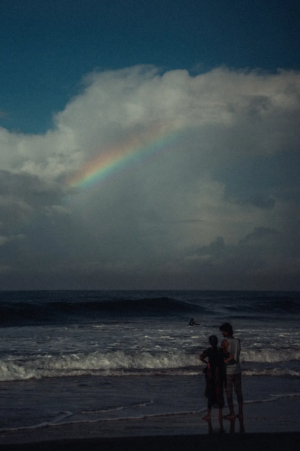 A rainbow over the break after rain