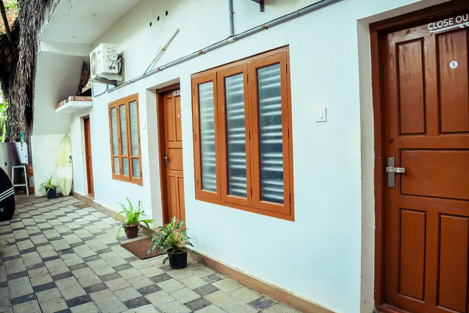 The row of rooms, doors open