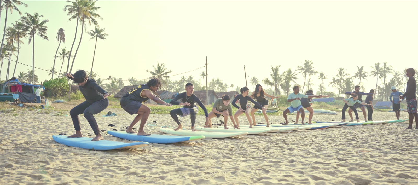 Still from the film: A surf lesson morning at Edava beach, Varkala