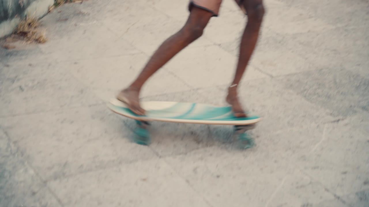 Still from the film: Surfskating with the Kuma Surf crew in Varkala